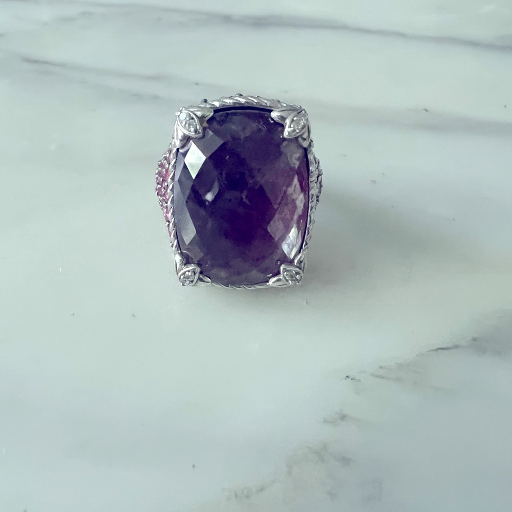 Judith Ripka .925 Sterling Silver Purple Quartz Ring Size 10
